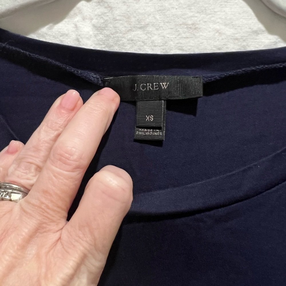 J. Crew Navy Blue Side Tie T-Shirt XS - Picture 6 of 7